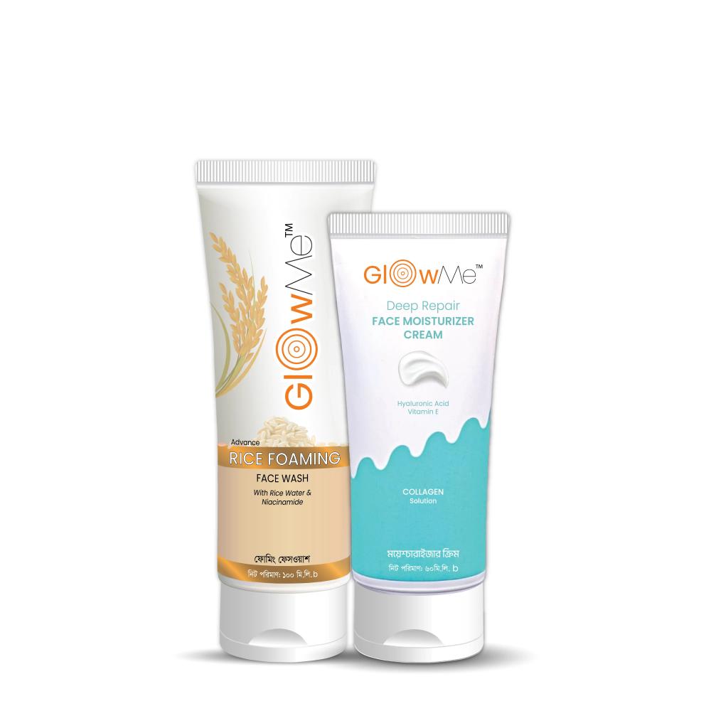 Glowme Rice Foaming Facewash and Deep Repair Moisturizer Combo 07
